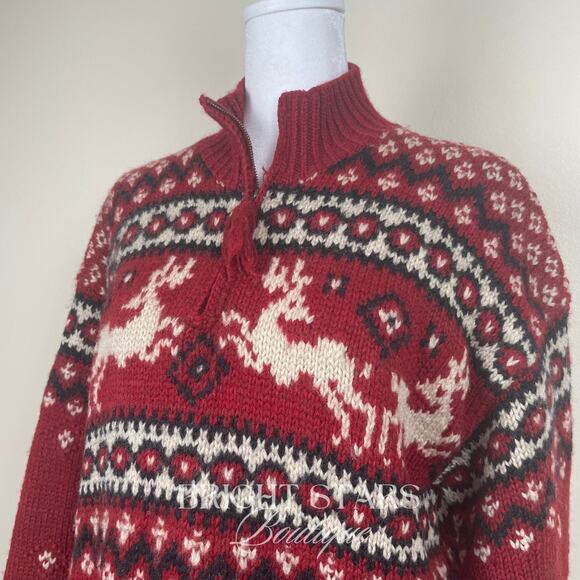 Rare Vintage Reindeer Holiday Sweater ASO Phoebe Buffay Friends Oversize Knit - Picture 11 of 12